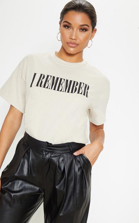 Sand I Remember Slogan Oversized T Shirt, Sand