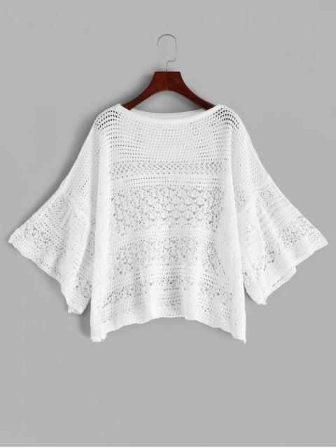 Top Tejido Crochet Cuello De Barco White