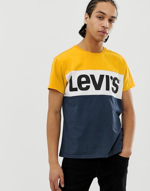 Levi's - T-shirt Colorblock Giallo/bianco/blu Navy Con Logo Sul Petto - Multicolore