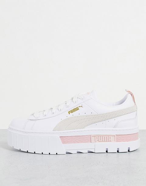 Zapatillas De Deporte Blancas, Color Avena Y Rosa Mayze De Puma-blanco