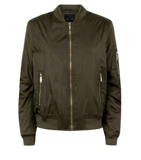 Khaki Padded Bomber Jacket New Look