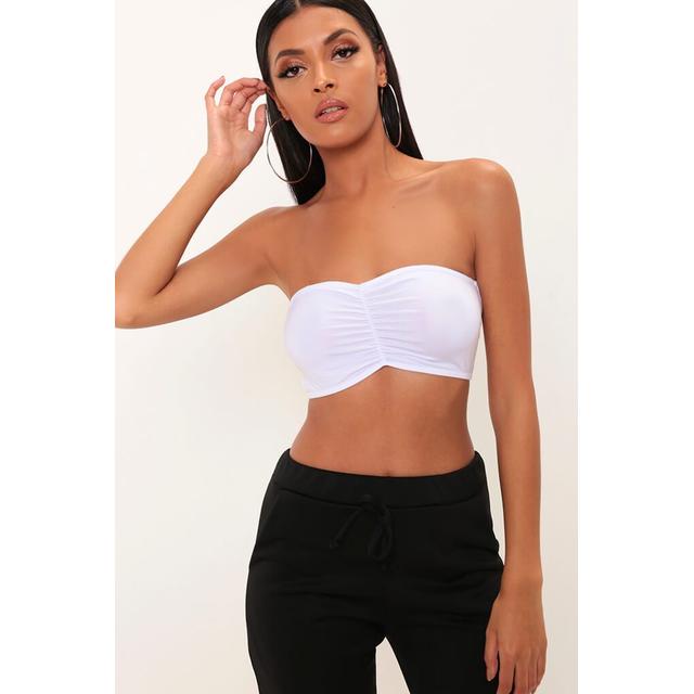 White Jersey Ruched Bandeau Top from I 