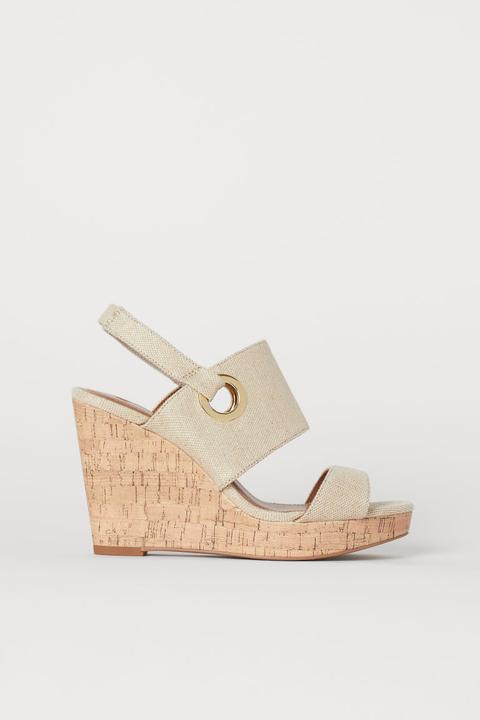 H & M - Sandali Con Tacco A Zeppa - Beige