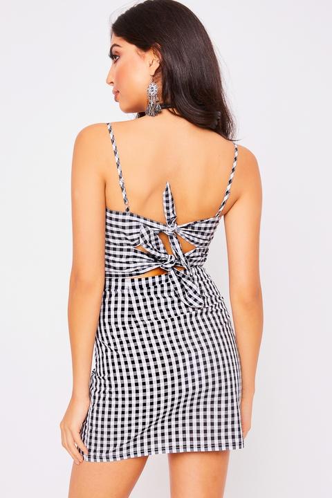 Darby Black Checked Back Tie Dress