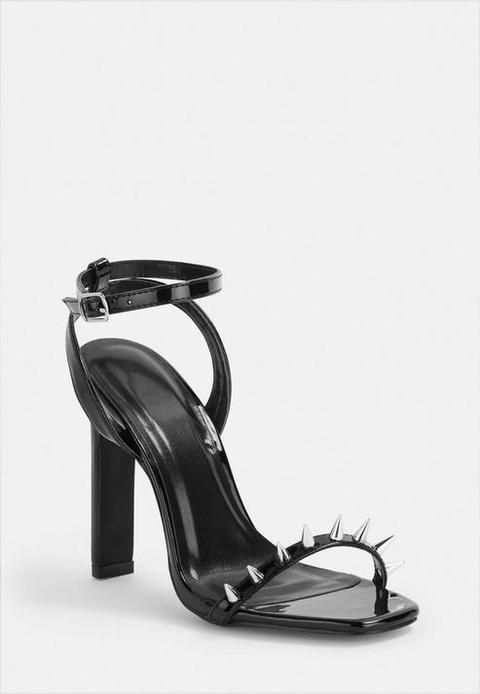 Black Stud Barely There Heels, Black