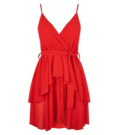 Cameo Rose Red Wrap Frill Dress New ...