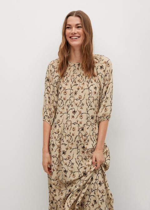 Vestido Estampado Volante