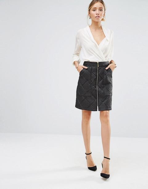 Closet - Gonna Trapuntata Con Cerniera Davanti - Nero
