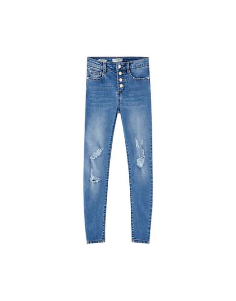 Jeans Skinny Fit Botones Vistos