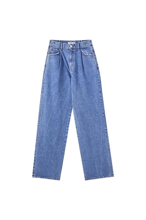 Jeans High Waist Azules Pinzas