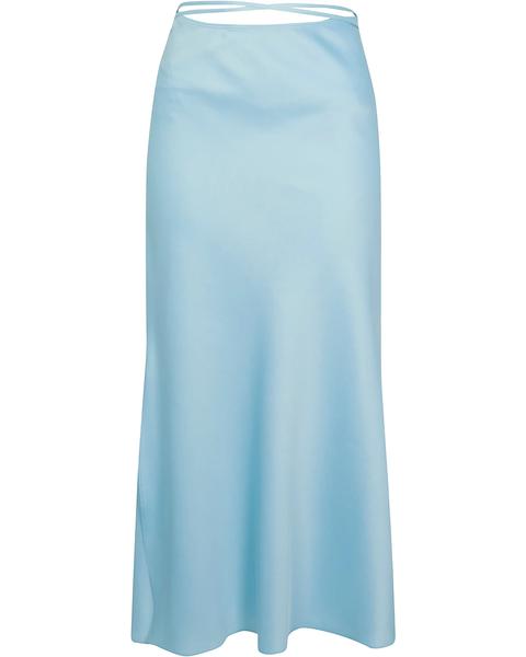 Blue Tie Waist Midi Skirt