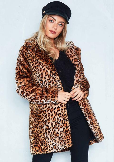 Gabriella Leopard Print Faux Fur Coat