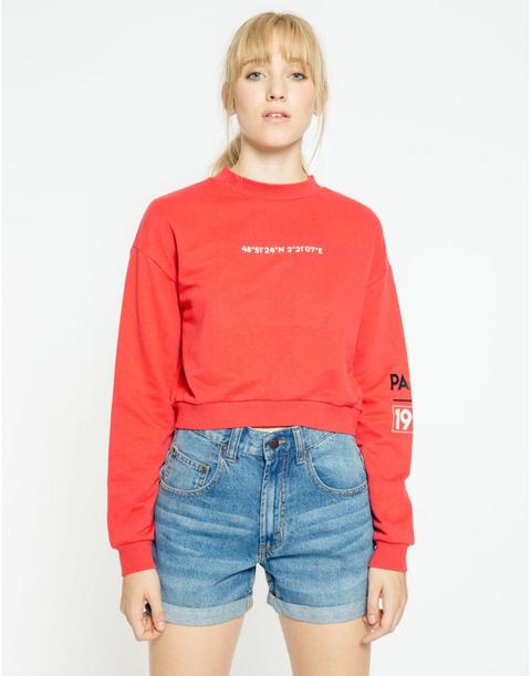 Sudadera Cropped Numeros Rojo