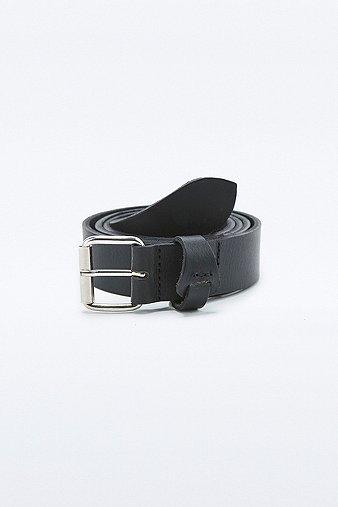 Slim Black Leather Belt - Mens S/m