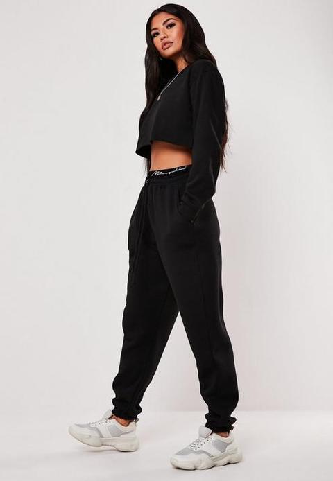 Black Missguided Taped Joggers, Black