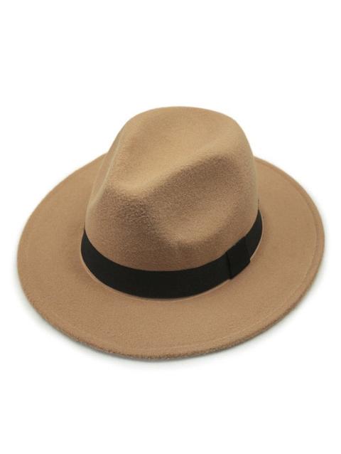 Cappello Di Fedora Di Feltro Vintage Khaki Black Red