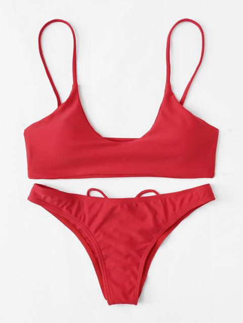 Set De Bikini De Tirante Con Tiras Cruzadas