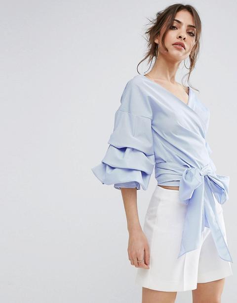 Camisa Corta Extragrande Con Volantes En Las Mangas De Prettylittlething