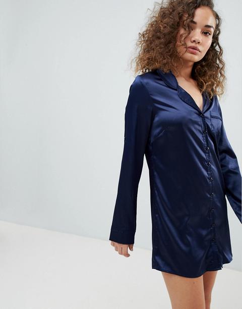 Lingadore - Blue Nights - Camicia Del Pigiama In Raso - Navy