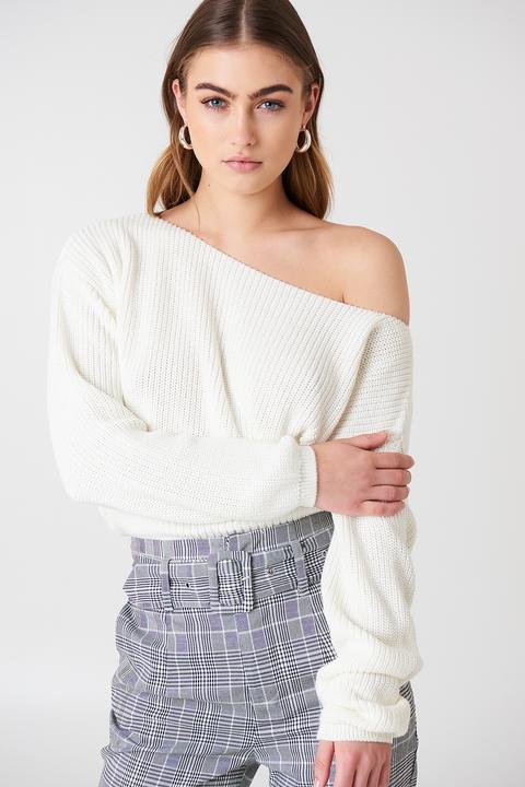 Cropped Knitted Sweater White