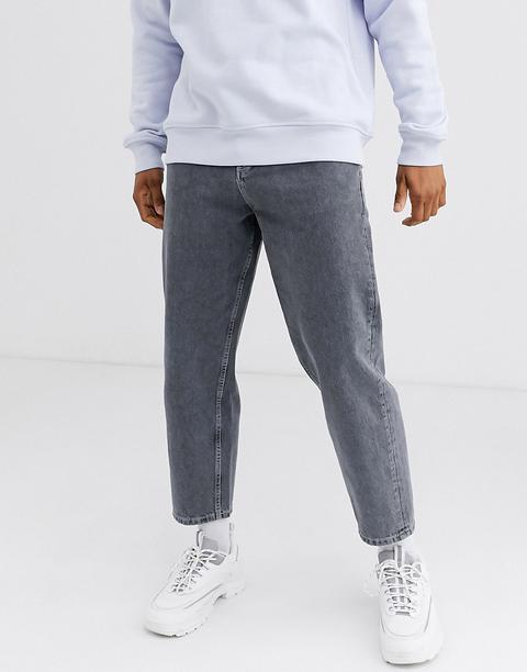 Asos White Tapered Jeans In 14 Oz Washed Black Denim