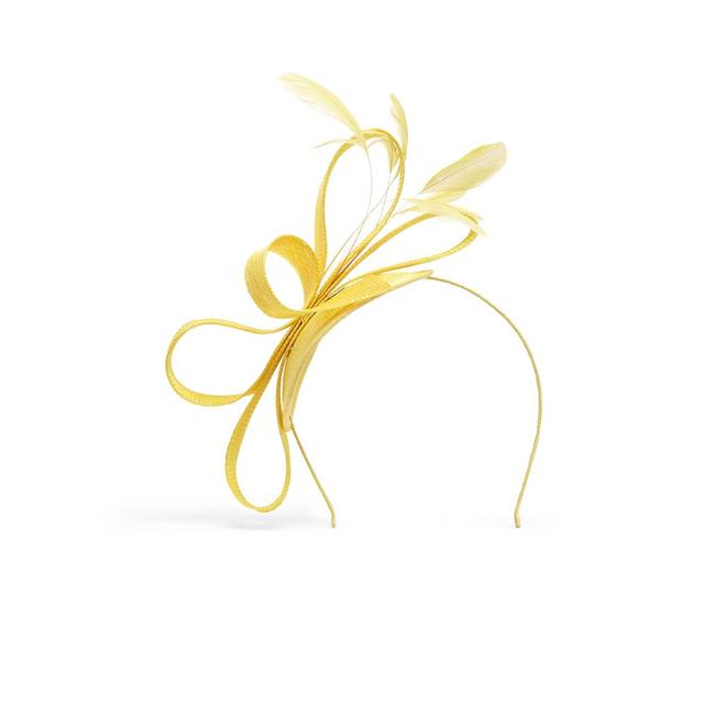 Yellow Anna Feather And Bow Fascinator 