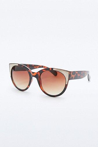 Tortoiseshell Crystal Metal Tip Sunglasses