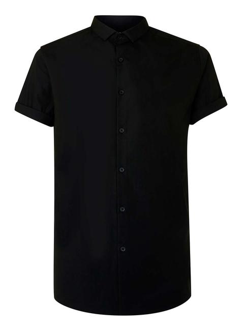 Black Short Sleeve Smart Shirt