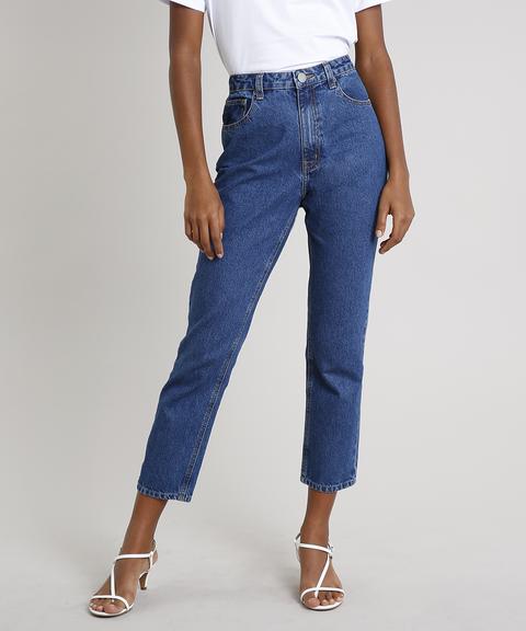 Calça Jeans Feminina Mindset Reta Azul Escuro