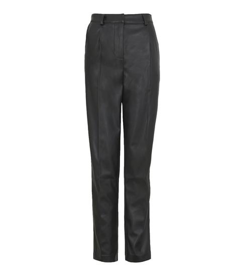 Black Leather-look Tapered Trousers 