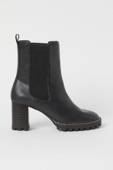 Botas Con Tacón Cuadrado - Negro