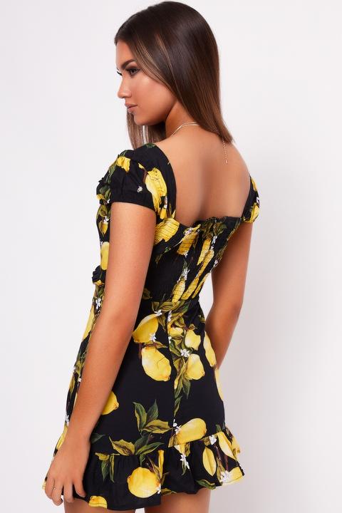 black lemon print dress