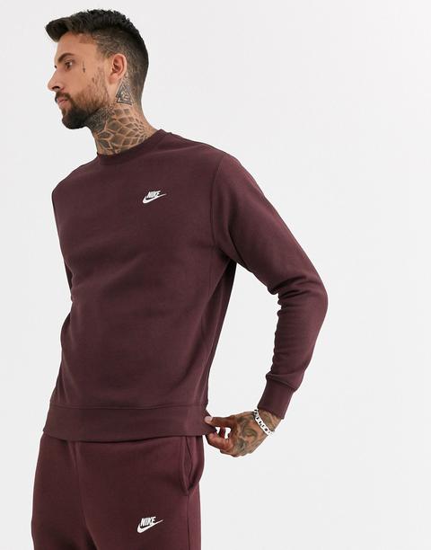 Nike Club Crew Neck Sweat In Brown