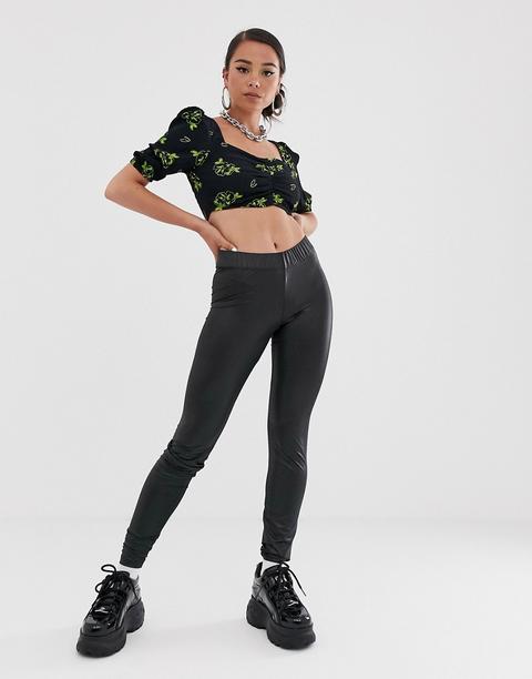 Noisy May - Leggings In Pelle Sintetica - Nero