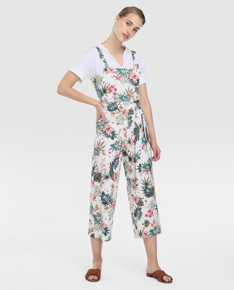 Easy Wear - Mono Cropped De Mujer Con Estampado Tropical