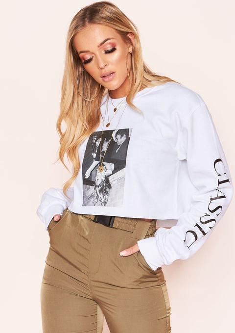 Kate White Window Graphic Cropped Sweatshirt