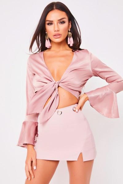 Ariella Rose Satin Tie Front Top