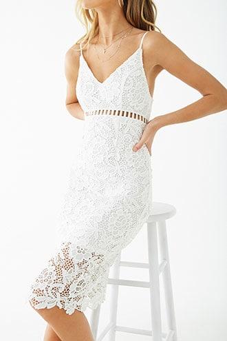 Forever 21 Embroidered Floral Lace Dress White