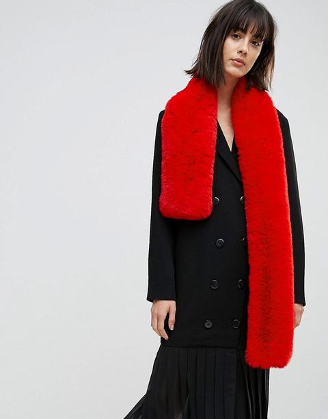 Asos - Sciarpa In Pelliccia Sintetica Rosso Acceso - Rosso