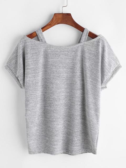 Grigio Scontornabile Più Stretta T-shirt Manica