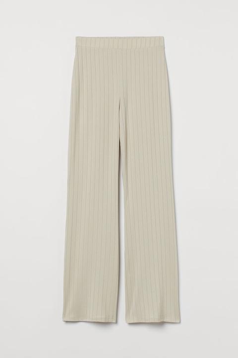 Wide-ribbed Trousers - Beige