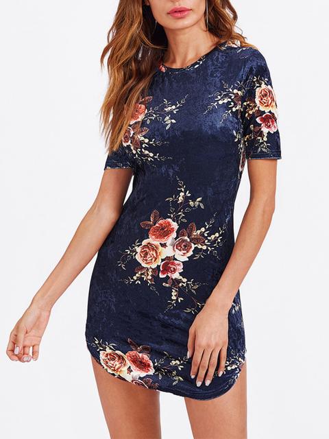 Vestito In Forma In Velluto Floreale
