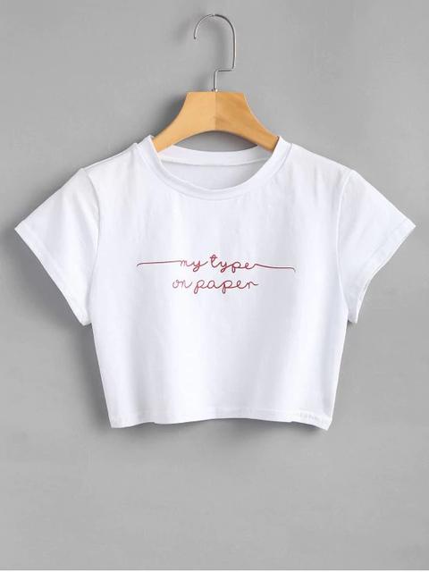 Letra Crop Tee Love Red White Purple