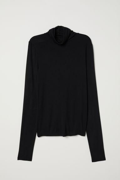 H & M - Maglia Dolcevita In Jersey - Nero