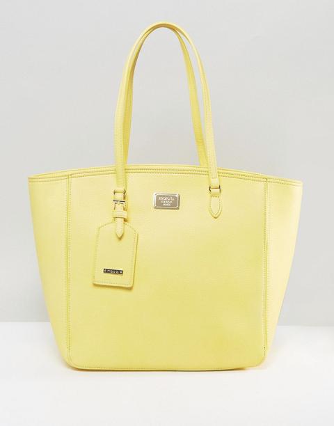 Bolso Shopper Grande Semiestructurado Con Cremallera En Amarillo De Marc B