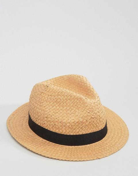 Sombrero Fedora De Paja Con Corona Alta De Asos