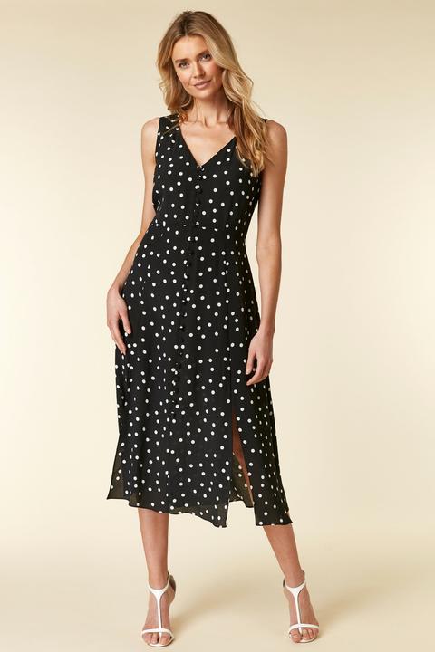 Wallis black polka on sale dot midi dress