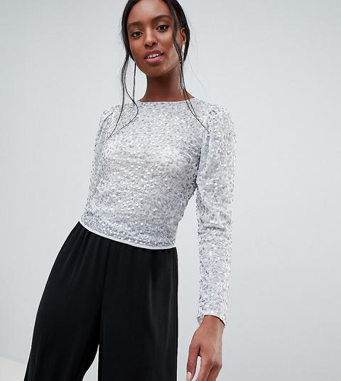 Top De Manga Larga Con Adorno De Lentejuelas De Asos Design Tall