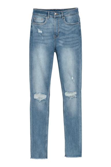 Slim High Trashed Jeans - Bleu