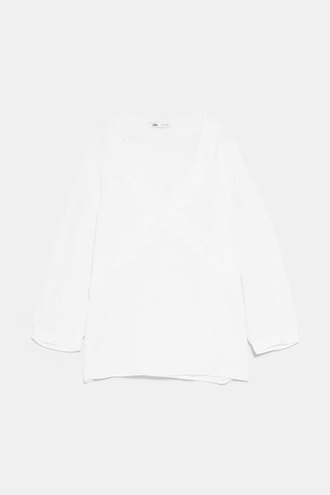 Baumwollbluse Mit Spitze